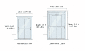 Sizes and Dimensions of glass lift